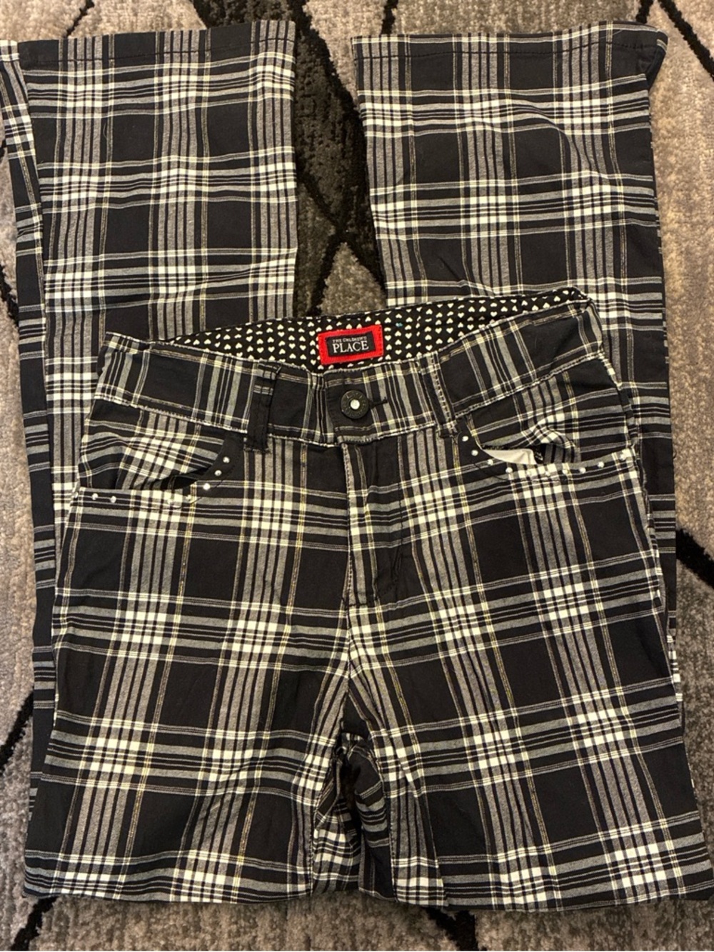 The Children's Place Black & White Plaid Kids Trousers